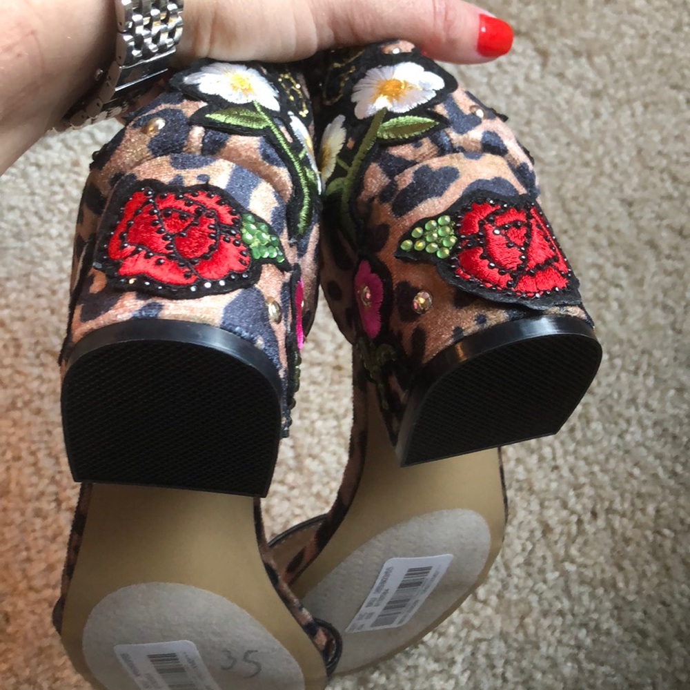 New Steve Madden Inca velvet floral flowers rose rhinestone sandal shoe 6.5 - Picture 7 of 7